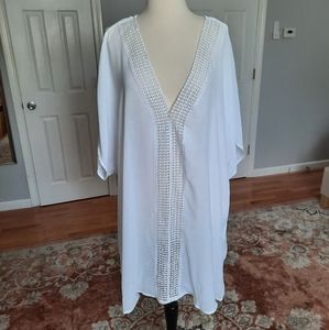 White sheer swim cover up tunic